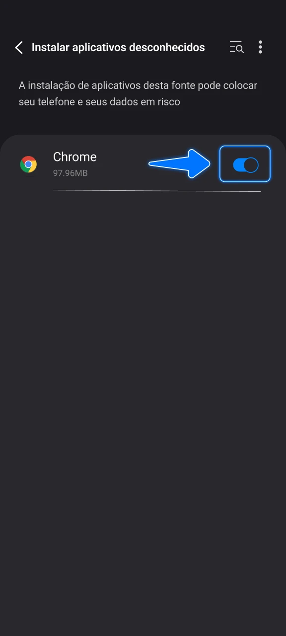 Permita a instalação de fontes desconhecidas nas configurações do seu celular para instalar o app 1win.