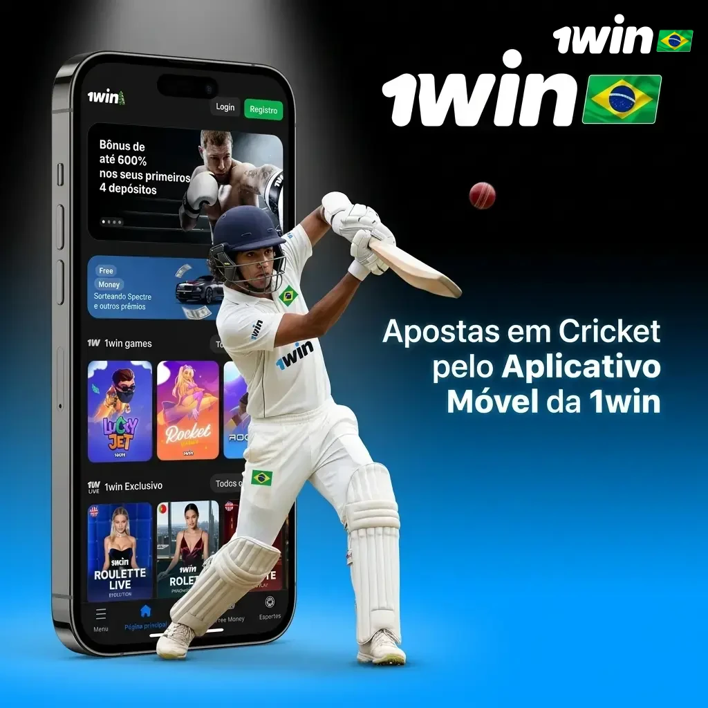 Apostas em cricket pelo aplicativo móvel 1win, disponível para Android e iOS com mercados completos