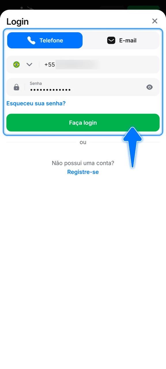 Use suas credenciais para fazer login no app 1win e acessar seu perfil de jogador imediatamente.