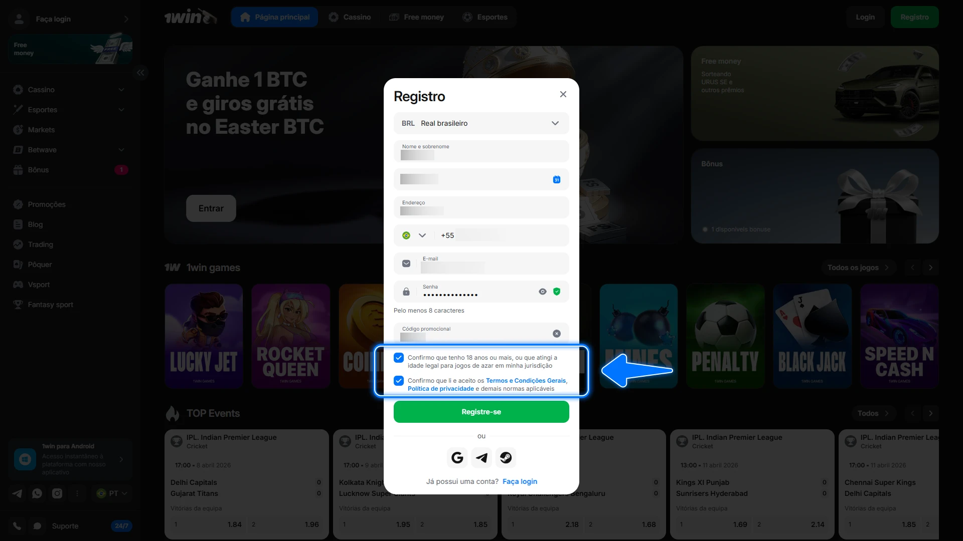 Leia e concorde com as regras para fazer parte da comunidade 1win com segurança.